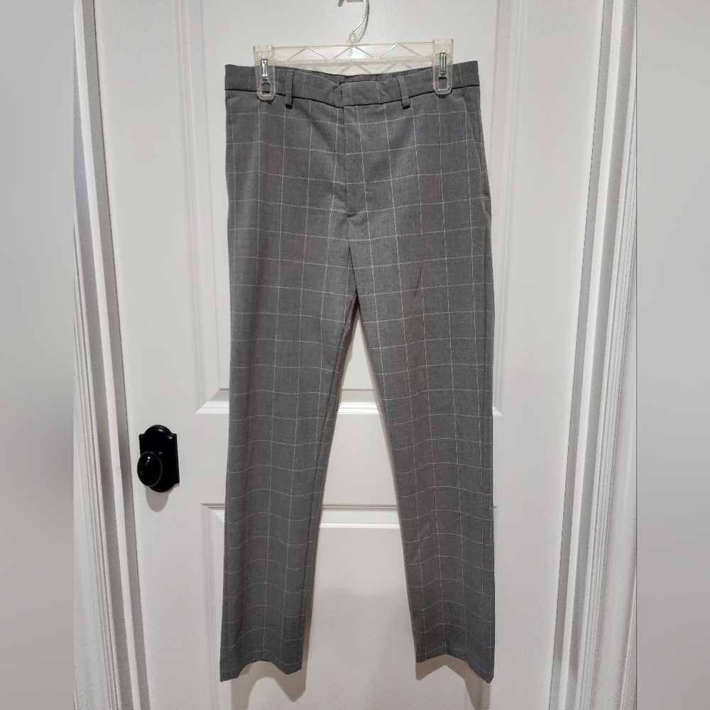H&M Men's Gray Checkered Dress Pants